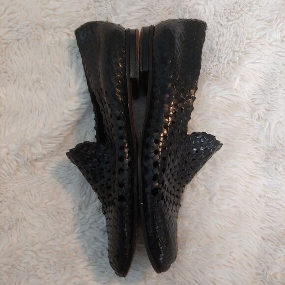 Stephane Kelian Womens Black Woven Leather Slip-on Loafer UK 7 /US 9 - Picture 6 of 9